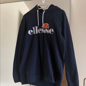 Ellesse Navy Hoodie with White Logo and Drawstrings